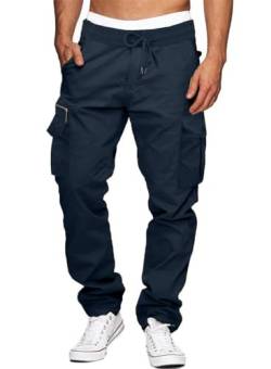 Elegancity Herren Cargohose Baumwolle Outdoorhose Lange Baggy Hose Arbeitshose Casual Freizeithose Pants für Männer Blau XXL von Elegancity