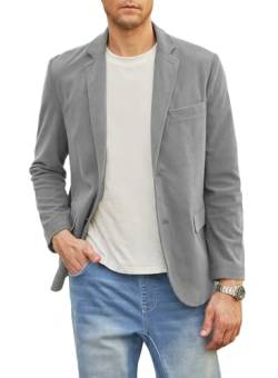 Elegancity Herren Cord Anzugjacke Grau Retro Sakko Freizeit Blazer Regular Fit Winterjacken Mit 3 Taschen L von Elegancity