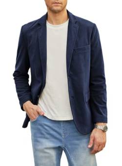 Elegancity Herren Cord Anzugjacke Retro Sakko Freizeit Blazer Regular Fit Winterjacken Mit 3 Taschen Blau, XL von Elegancity