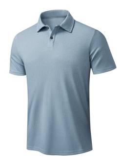 Elegancity Herren Poloshirt Blau T-Shirts Kurzarm Elastisches Polohemd Sommer Golf Shirts Regular Fit L von Elegancity
