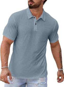 Elegancity Herren Poloshirt Blau T-Shirts Kurzarm Elastisches Polohemd Sommer Golf Shirts Regular Fit XXL von Elegancity