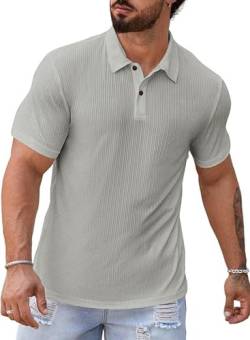 Elegancity Herren Poloshirt Grau T-Shirts Kurzarm Elastisches Polohemd Sommer Golf Shirts Regular Fit 3XL von Elegancity