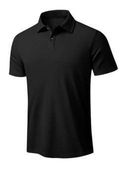 Elegancity Herren Poloshirt Schwarz T-Shirts Kurzarm Elastisches Polohemd Sommer Golf Shirts Regular Fit 3XL von Elegancity