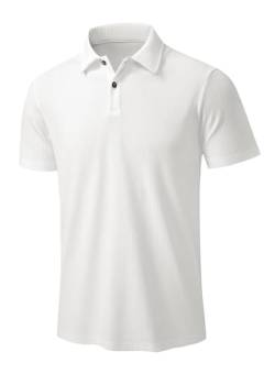 Elegancity Herren Poloshirt Weiß T-Shirts Kurzarm Elastisches Polohemd Sommer Golf Shirts Regular Fit L von Elegancity