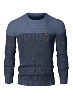 Elegancity Herren Pullover Dunkelblau Rundhalsausschnitt Winter Strickpullover Slim Fit Feinstrick Pulli Warm Sweater S von Elegancity