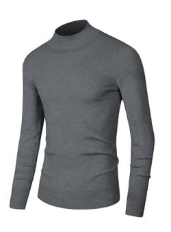 Elegancity Herren Wollpullover Casual Rollkragen Pullover Stretch Strickpullover Slim Fit Langarm Classic Feinstrick Basics Sweater Hellgrau, L von Elegancity