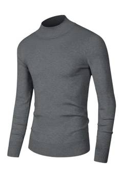 Elegancity Herren Wollpullover Casual Rollkragen Pullover Stretch Strickpullover Slim Fit Langarm Classic Feinstrick Basics Sweater Hellgrau, M von Elegancity