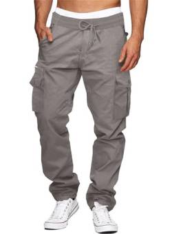 Elegancity Jogginghose Herren Cargohose Baumwolle Outdoorhose Lange Baggy Hose Jogginghose Herren Freizeithose Pants Hell Grau L von Elegancity