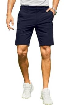 Elegancity Kurze Hosen Herren Golf Hose Kurz Sommer Chino Shorts Passform Freizeithose Männer Cargohose Mit Gürtel Blau, L von Elegancity