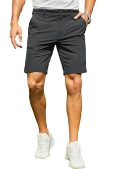 Elegancity Kurze Hosen Herren Golf Hose Kurz Sommer Chino Shorts Passform Freizeithose Männer Cargohose Mit Gürtel Grau, S von Elegancity