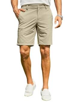 Elegancity Kurze Hosen Herren Golf Hose Kurz Sommer Chino Shorts Passform Freizeithose Männer Cargohose Mit Gürtel Khaki, XL von Elegancity