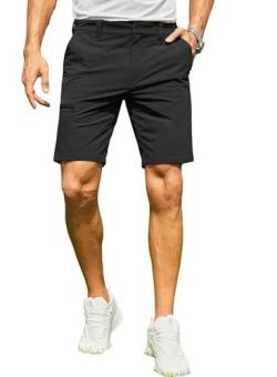 Elegancity Kurze Hosen Herren Golf Hose Kurz Sommer Chino Shorts Passform Freizeithose Männer Cargohose Mit Gürtel Schwarz, L von Elegancity