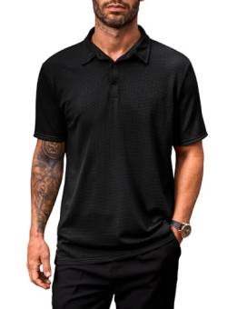 Elegancity Poloshirt Herren T Shirt Herren Kurzarm Sommer Golf Polo Shirts für Männer Sport Tennis Polohemd Regular Fit Schwarz L von Elegancity