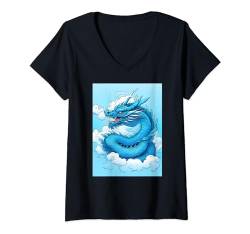 Damen Chinesischer Drache in den Wolken T-Shirt mit V-Ausschnitt von Elegant Images