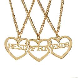 Elegant Rose 3-teilige Halskette mit Anhänger in Herzform Best Friends Forever, aus Gold von Elegant Rose