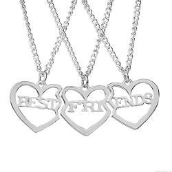 Elegant Rose 3-teilige Halskette mit Anhänger in Herzform Best Friends Forever, aus Silber von Elegant Rose