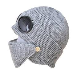 Elegtiskas Unisex Goggle Knitted Beanie Hat Outdoor Winter Warm Ski Hat with Goggle von Elegtiskas
