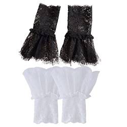 Elegtiskas Wrist Lace Cuffs Short Lace Prom Gloves Fluffy Lace cuffs for Women Girl von Elegtiskas