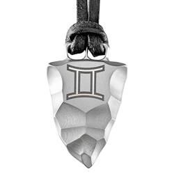 Element of Gods Titan Faustkeil Sternzeichen Zwilling Gemini Anhänger mit Lederband in schwarz von Element of Gods