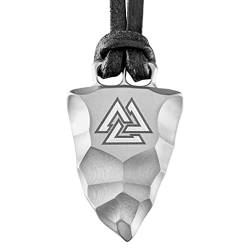 Element of Gods Titan Faustkeil Valknut Odin Wotansknoten Amulett Herrenschmuck Anhänger mit Lederband schwarz von Element of Gods