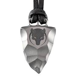 Element of Gods Titan Faustkeil Wolf Anhänger mit Lederband in schwarz von Element of Gods
