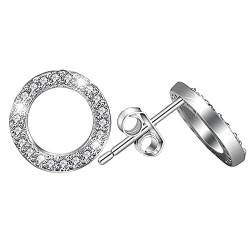 Elensan 925 Sterling Silber Kreis Kristall Ohrstecker Hypoallergen Ohrring für Frauen von Elensan