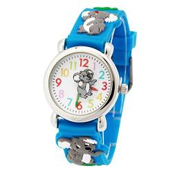 Eleoption Kinderuhr Silikon Armband Uhr Wasserdichtes 3D lieblich Tiere Cartoon Digital Armbanduhr Zeit Lehrer Geschenk für Kinder kleine Mädchen Jungen (Blau Kängurus) von Eleoption