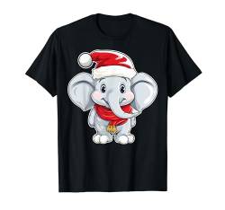 Elephant Xmas Holiday Santa Hat Elephant Lover Christmas T-Shirt von Elephant Christmas Party Shirts Co.