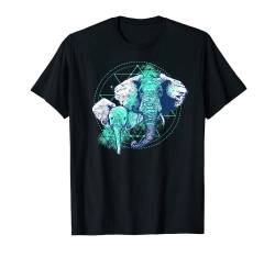 Papa Elefant und Baby auf heiliger Geometrie - Papa Elefant T-Shirt von Elephant Family on Geometric pattern