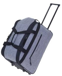 Elephant Reisetrolley Weekender Duffle Travel 55 cm Trolley Reise Damen Herren Handgepäck Reisetasche Rollen (Hellgrau-Schwarz 13030) von Elephant