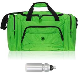 Sporttasche Damen Herren Color Big 55 cm 40 L Nassfach Reisetasche Sport Fitness Sauna Tasche groß 1296 + Trinkflasche (Green (Grasgrün)) von Elephant