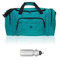 Sporttasche Damen Herren Color Big 55 cm 40 L Nassfach Reisetasche Sport Fitness Sauna Tasche groß 1296 + Trinkflasche (Petrol (Blau-Grün)) von Elephant