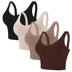 Eleplus BHS Damen Ohne Bügel Crop Top Schlaf Bügelloser BH Gepolstert Soft Bequemer Bralette 4er Pack,Farbe3,XL-XXL von Eleplus