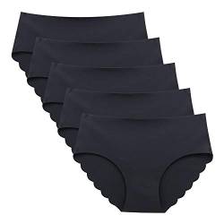 Eleplus Nahtlose Unterwäsche für Frauen No Show Panties Höschen Komfortslip 5er Pack (Schwarz,M) von Eleplus