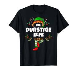 Durstige Elfe Weihnachten Elf Sekt Bier Damen T-Shirt von Elf Geschenk Weihnachten Outfit im Partnerlook