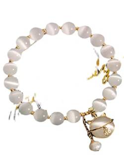 Kristall Opal Katze Armband Weiß Perle Armband, Kristall Perle Kristall von Elf House