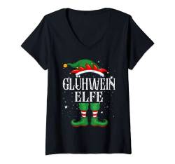 Damen Glühwein Elfe Tshirt Weihnachten Familie Elf Christmas T-Shirt mit V-Ausschnitt von Elf Weihnachtsshirt Familien Outfit Partnerlook