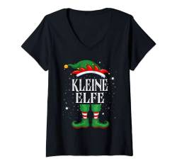 Damen Kleine Elfe Tshirt Outfit Weihnachten Familie Elf Christmas T-Shirt mit V-Ausschnitt von Elf Weihnachtsshirt Familien Outfit Partnerlook