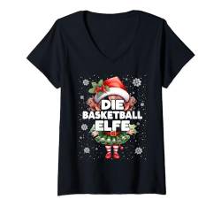 Basketball Elfe Weihnachten Elfen & Weihnachtselfen T-Shirt mit V-Ausschnitt von Elfe Weihnachtsoutfit Wichtel & Mehr