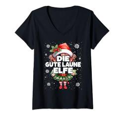 Gute Laune Elfe Weihnachten Elfen & Weihnachtselfen T-Shirt mit V-Ausschnitt von Elfe Weihnachtsoutfit Wichtel & Mehr