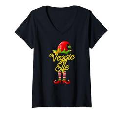 Veggie Vegane Elfe Familien Partnerlook Weihnachten T-Shirt mit V-Ausschnitt von Elfen Partnerlook Weihnachten Adventszeit