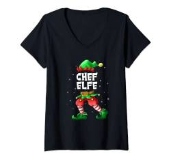 Damen Chef Elfe Partnerlook Familien Outfit Weihnachten T-Shirt mit V-Ausschnitt von Elfen Partnerlook Weihnachten Familien Outfits