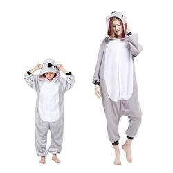 Elfin-Lore Kinder Nachtwäsche Flanell Tiere Kostüme Schlafanzüge Onesie Jumpsuit Pyjama Hoodie Overall Cartoon Mädchen Jungen Süß (Grau-120) von Elfin-Lore