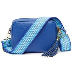 Elie Beaumont Ledertasche Echtleder in Cobalt Blau mit abnehmbaren Lederriemen und zusätlichem Tragegurt zum Umhängen, 20 x 15 x 7 cm von Elie Beaumont