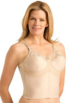 Elila Damen Plus Size Back Hook Longline Haltungs-BH mit Stickerei Gr. 105B, nude von Elila