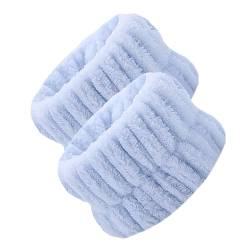 Gesichtswasch-Armbänder - 2 Stück saugfähige Korallenvlies-Handgelenk-Gesichtswaschbänder - Elastische Spa-Armbänder, Haargummis für Frauen, flauschige Handgelenkhandtücher zum Waschen des Elinrat von Elinrat