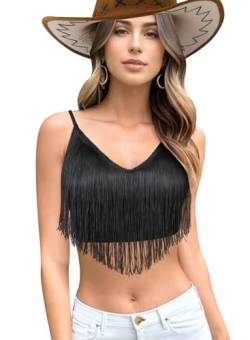 Ella Lust Boho Festival Outfit Damen - Fransen Cami Top Sexy Sommer Rock Set für Rave Party Crop Oberteil Shirt und Bodysuit(Black,XS,10741r) von Ella Lust