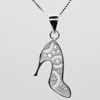 ELLAWIL Silberkette Kette mit High Heels Anhänger Damen Zirkonia Halskette Mädchen (Kettenlänge 50 cm, Sterling Silber 925), inklusive Geschenkschachtel von Ellawil