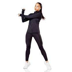 Elle Sport - Damen Oberteil mit durchgehendem Reißverschluss - für Fitness & Gym - Schwarz - M von Elle Sport