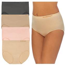 ELLEN TRACY Damen Full Brief Seamless Logo Panties Unterhose, Natur/Kamee/Sonnenbeige/Schiefer, Large von Ellen Tracy